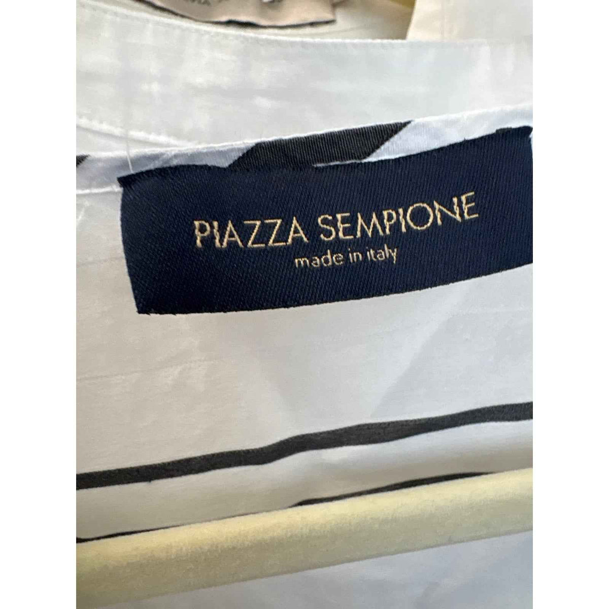 Piazza Sempione Black and White Stripe Italian Shirt Sz 50