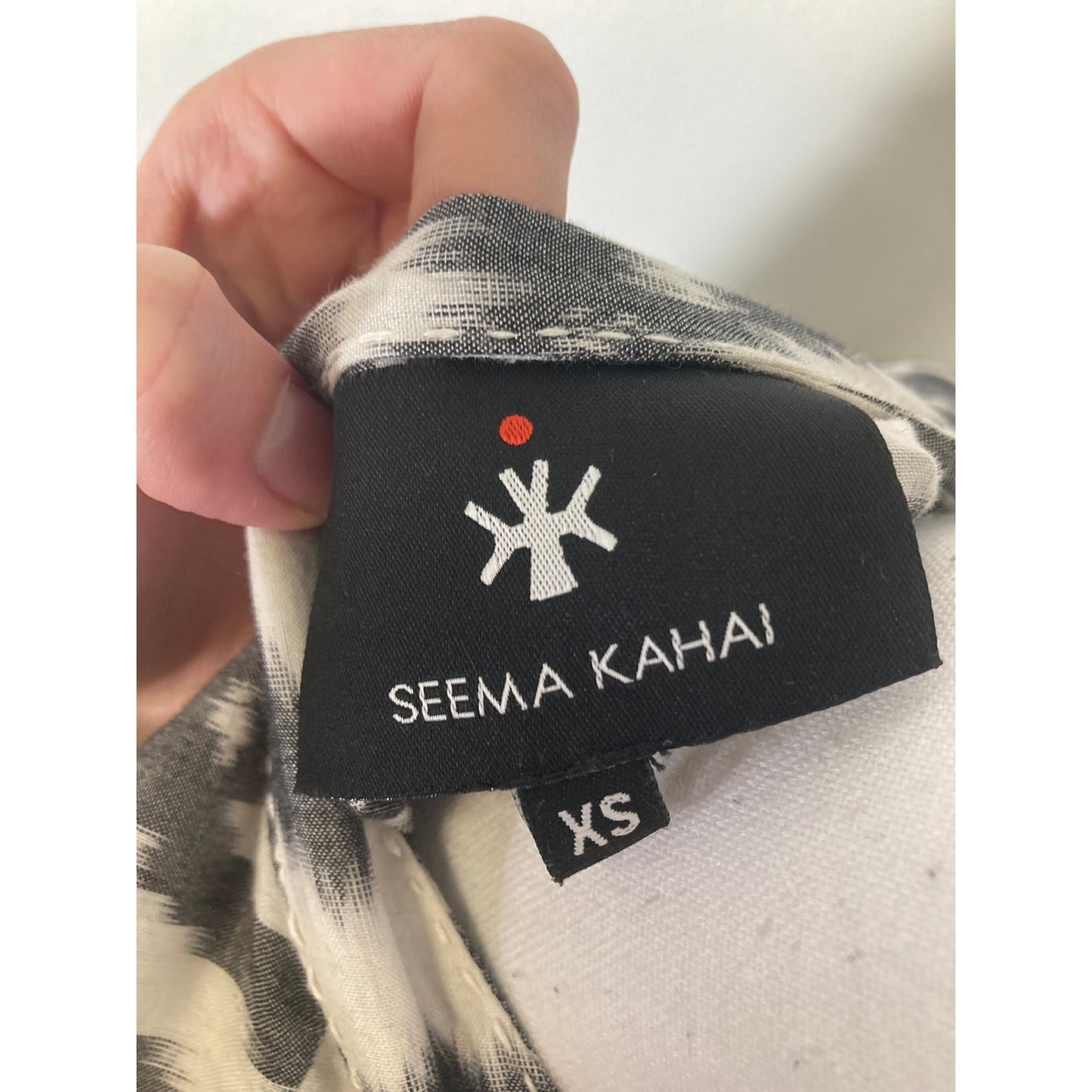 Seema Kahai Gray and White Ikat Maxi Dress Sz XS