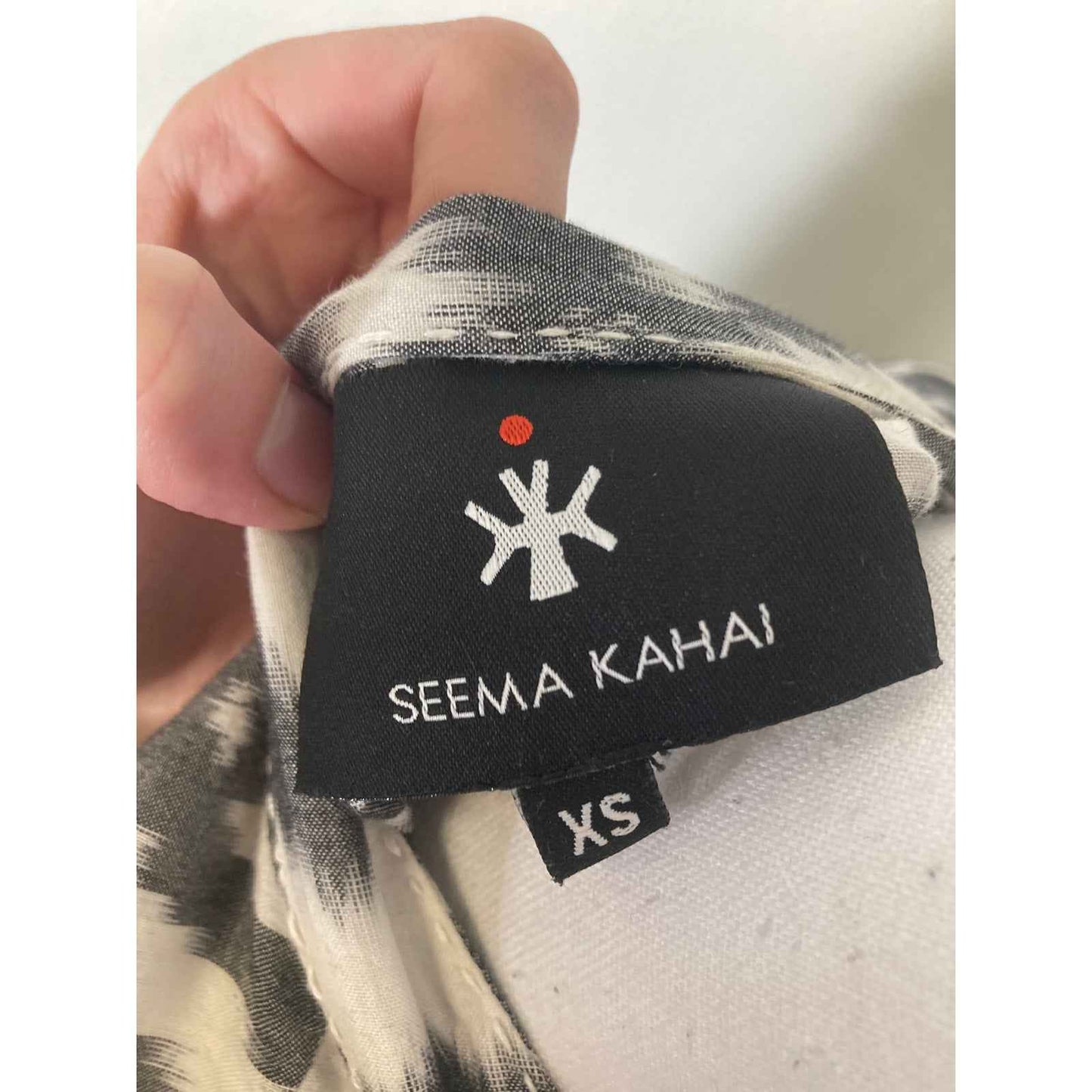 Seema Kahai Gray and White Ikat Maxi Dress Sz XS