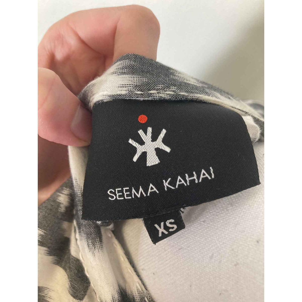Seema Kahai Gray and White Ikat Maxi Dress Sz XS