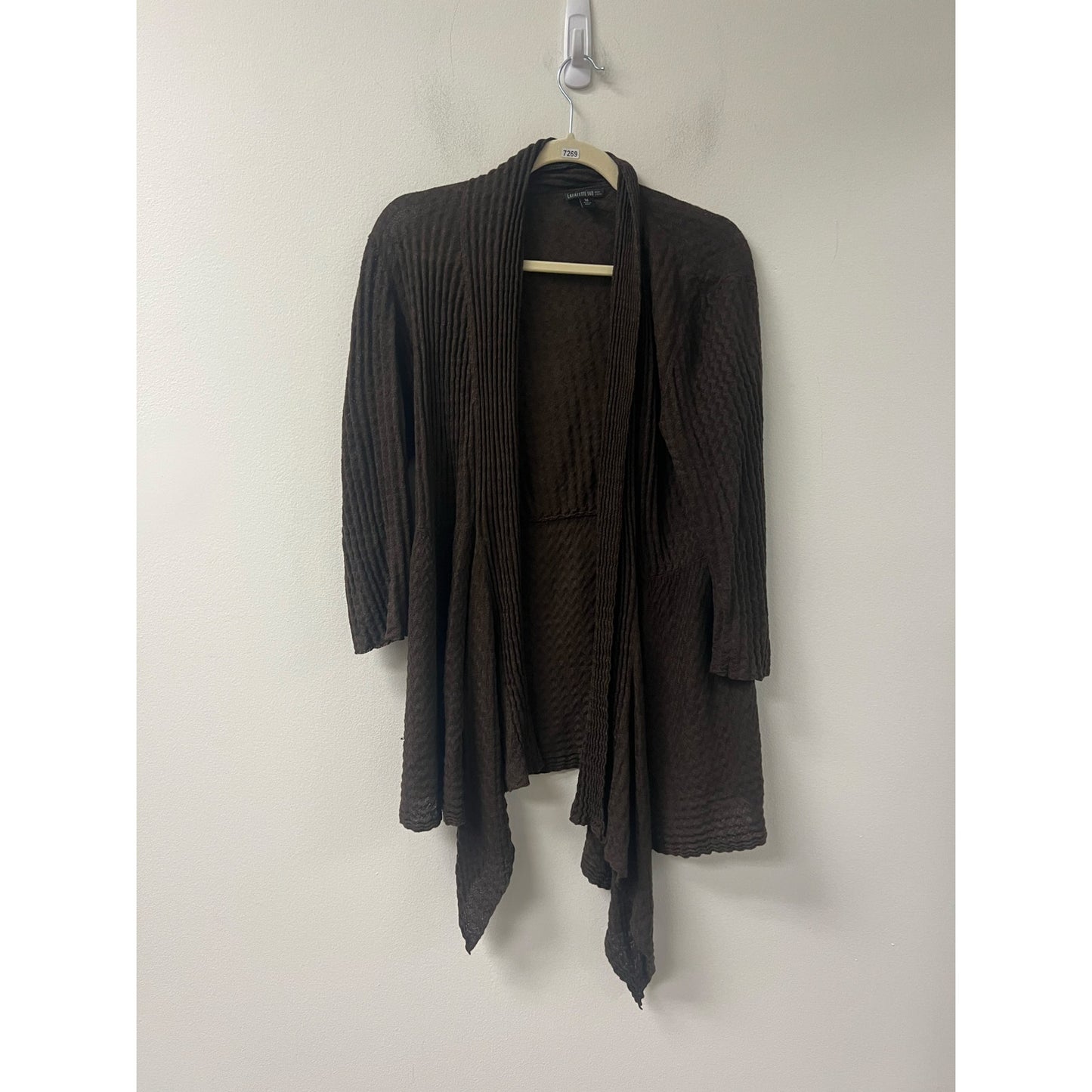 Layfayette 148 Womens Brown Patterned Cardigan Sz M