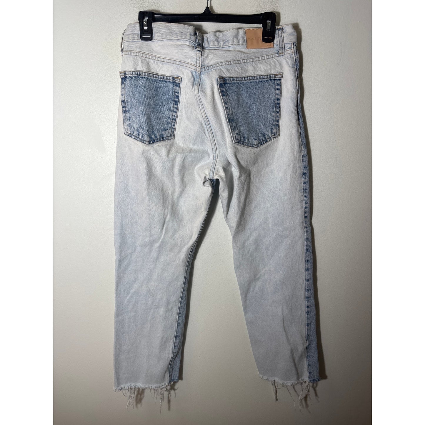 MNG Two Toned Blue Jeans with Button Fly and Raw Hem Sz 8