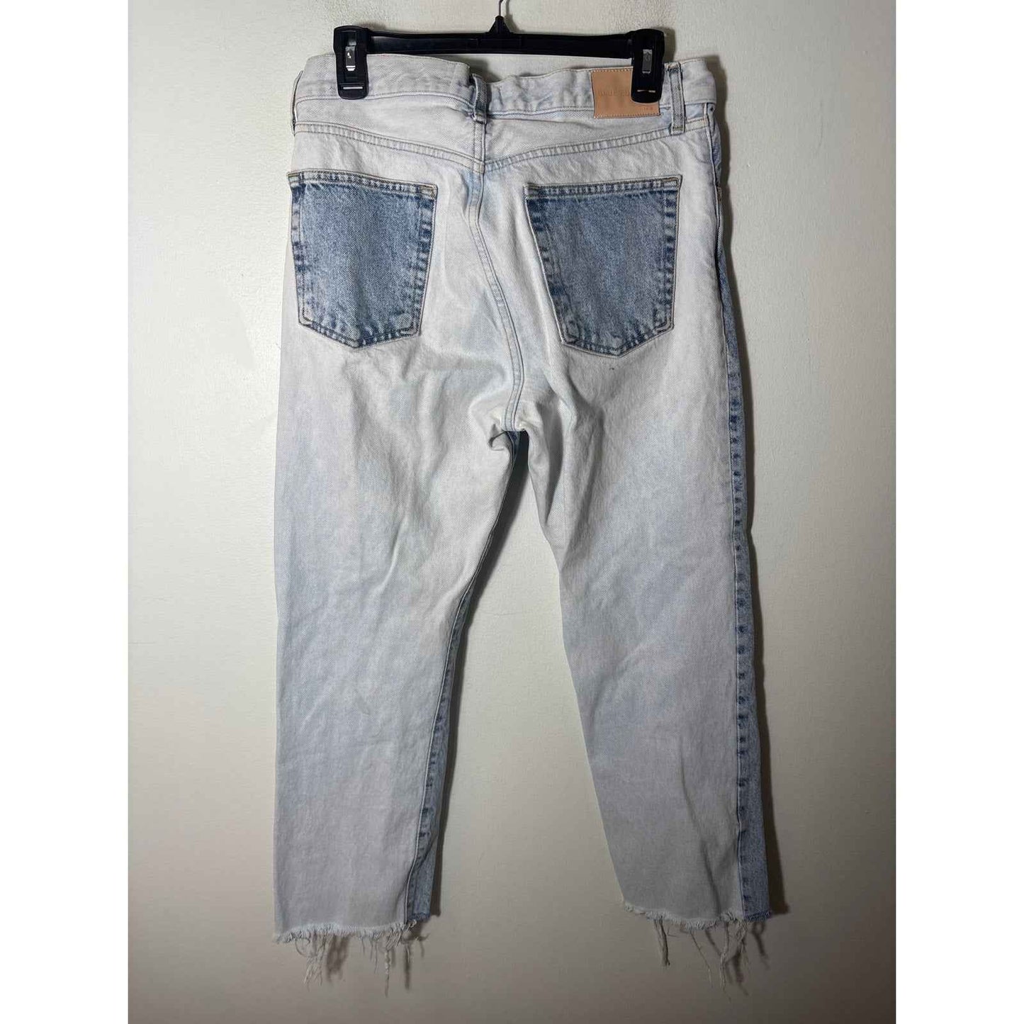 MNG Two Toned Blue Jeans with Button Fly and Raw Hem Sz 8