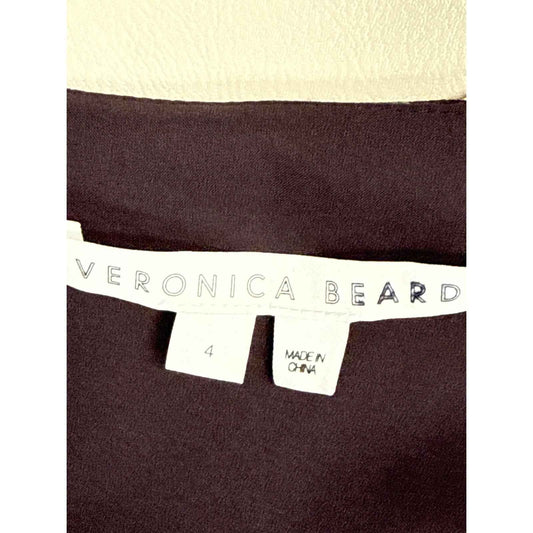 Veronica Beard Brown Floral Long Sleeve 100% Silk Maxi Dress Sz 4