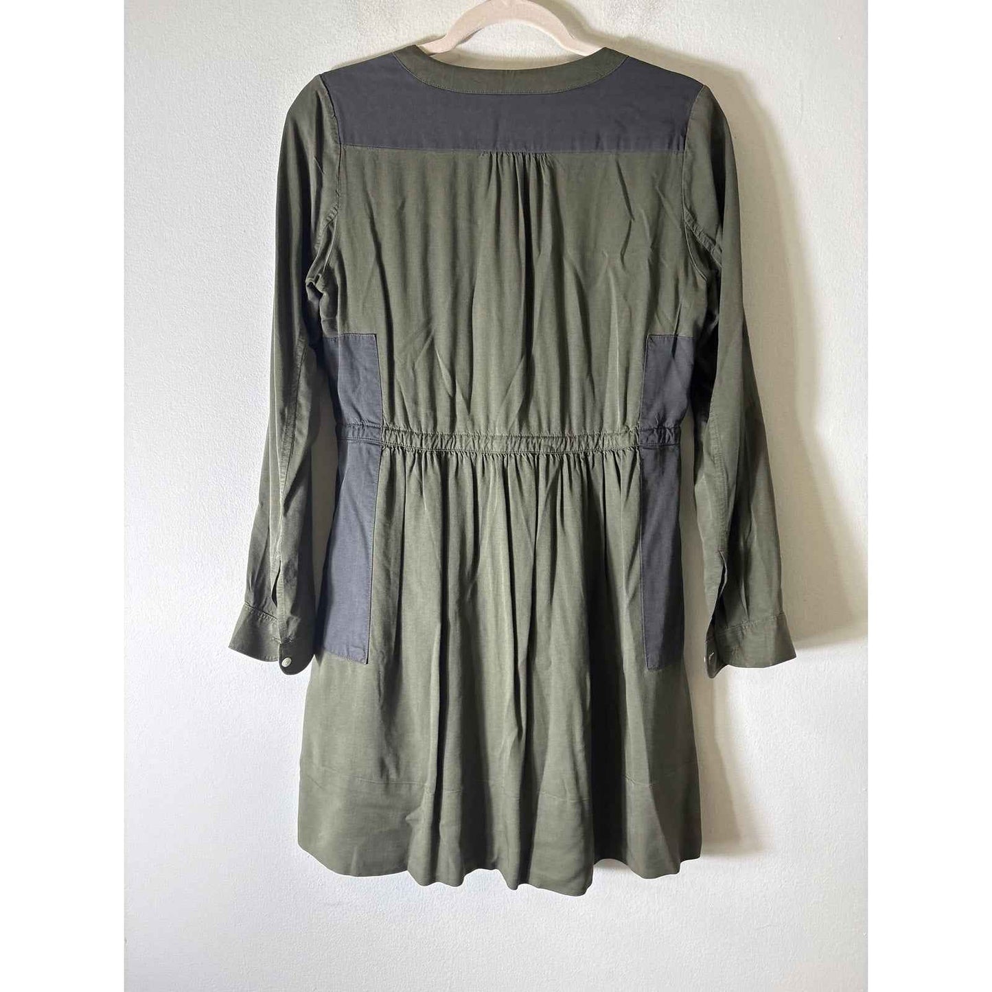 Gap Green and Gray V Neck Drawstring Waist Mini Dress Sz 2P