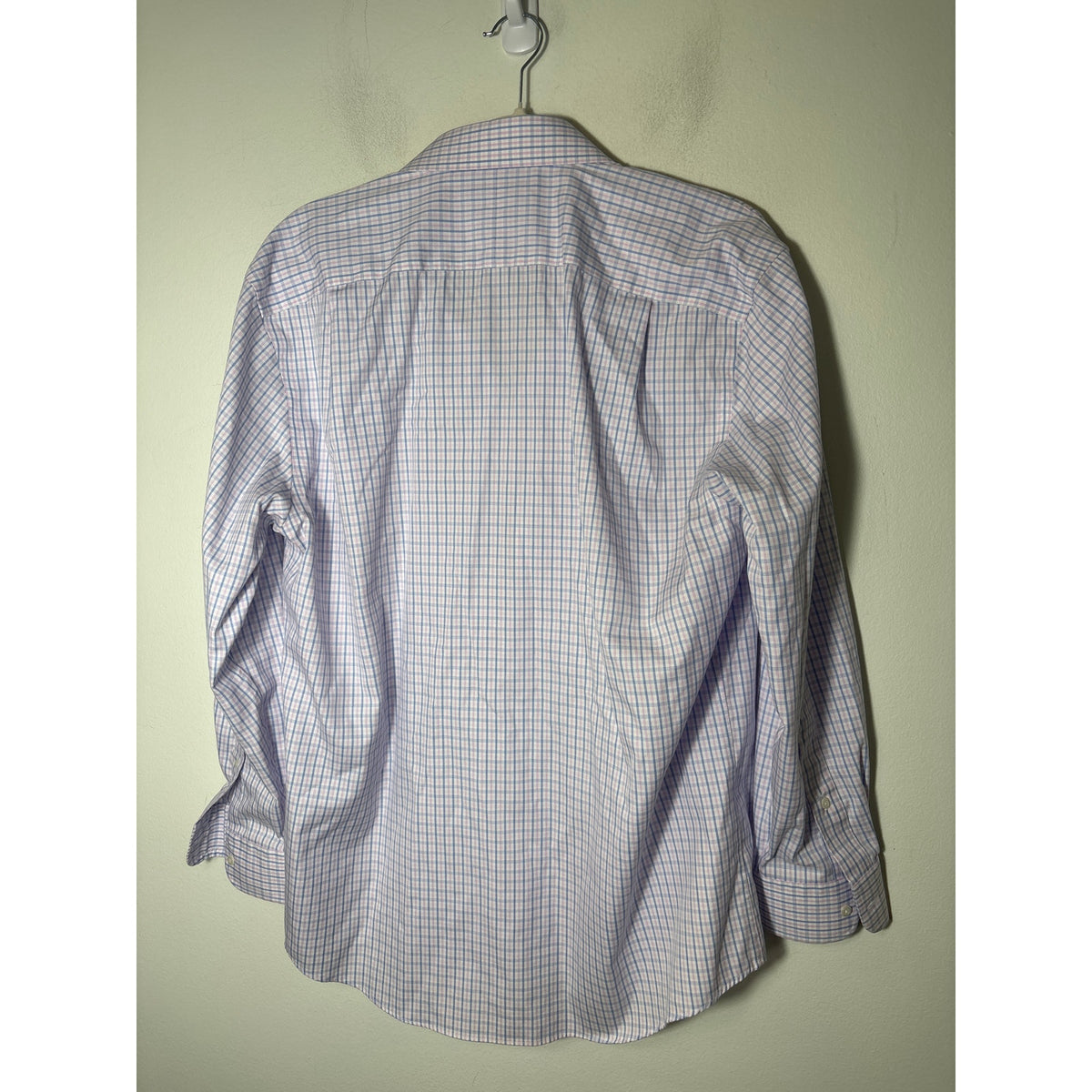 Men's Jos A. Bank Pink Blue Plaid Button Down Dress Shirt Sz 16.5-33
