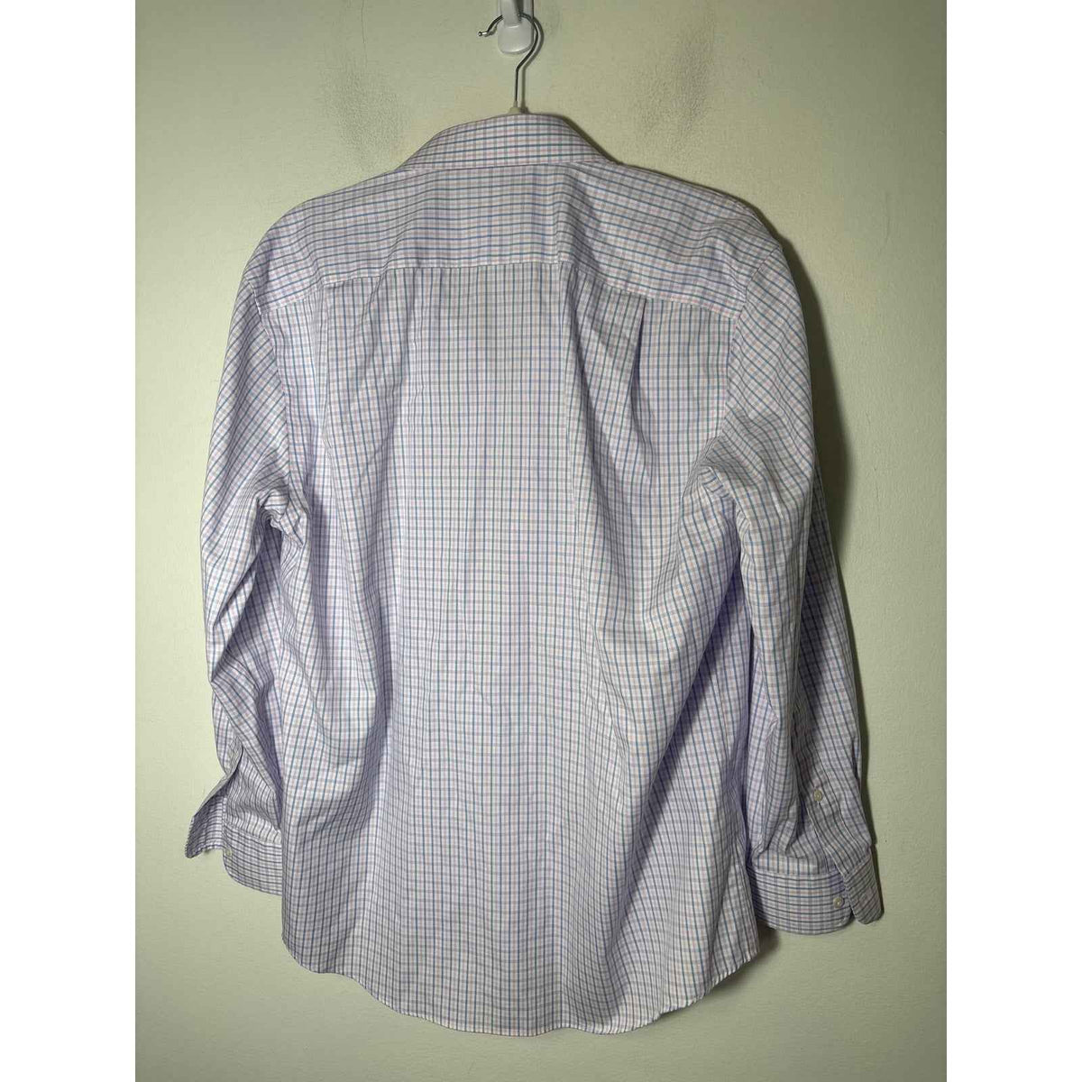 Men's Jos A. Bank Pink Blue Plaid Button Down Dress Shirt Sz 16.5-33