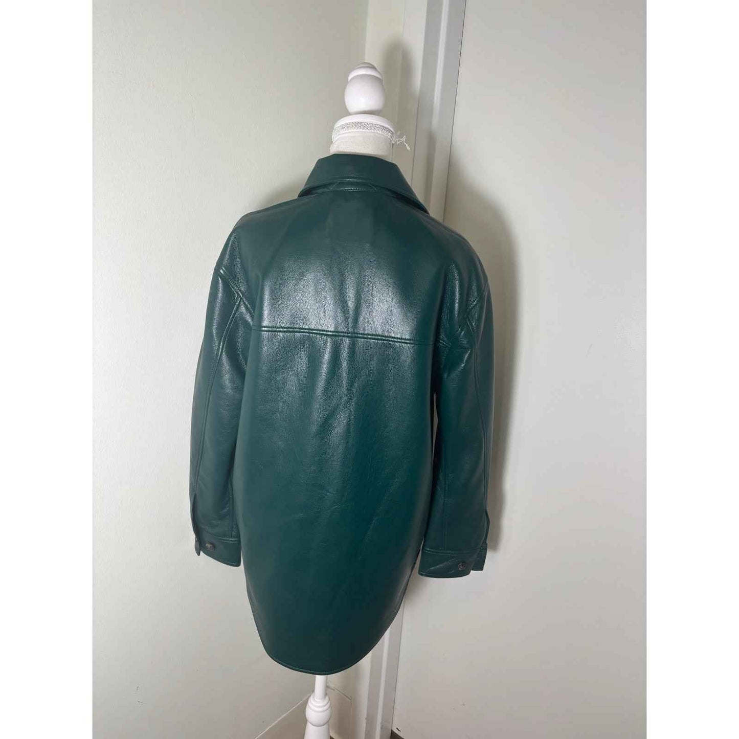 The Ganna Green Faux Leather Button Up Jacket or Top Sz xs