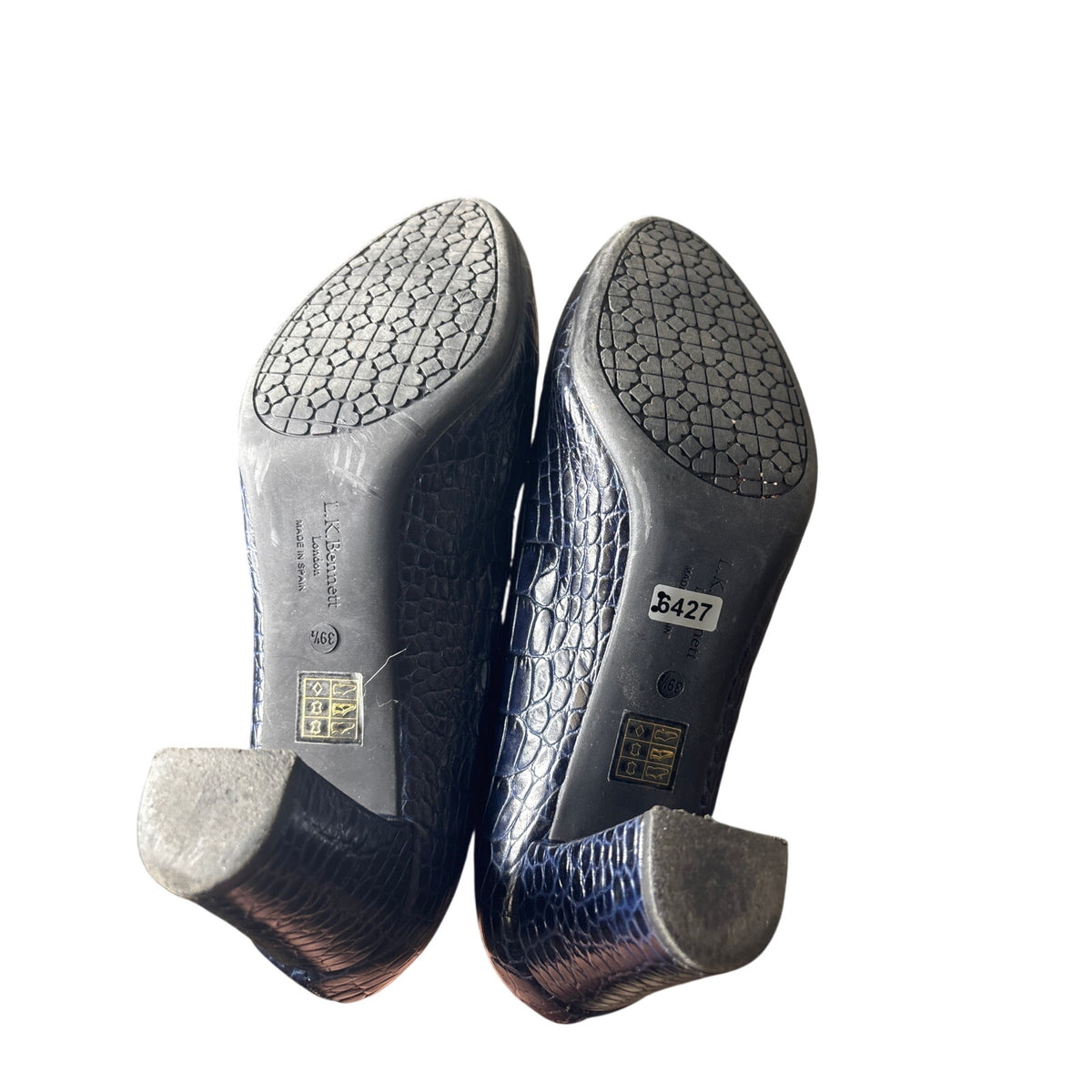L.K. Bennett dark blue Snakeskin Closed Toe High Heel Pump Sz 39.5