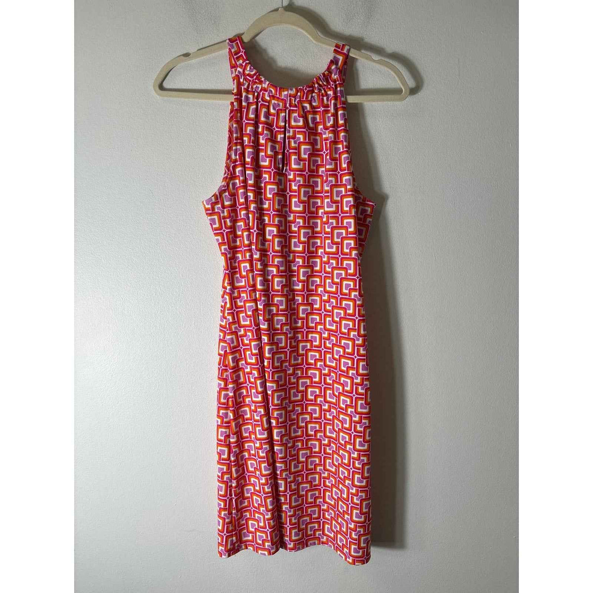 Jude Connally Pink and Orange Geometric Dress Sz M