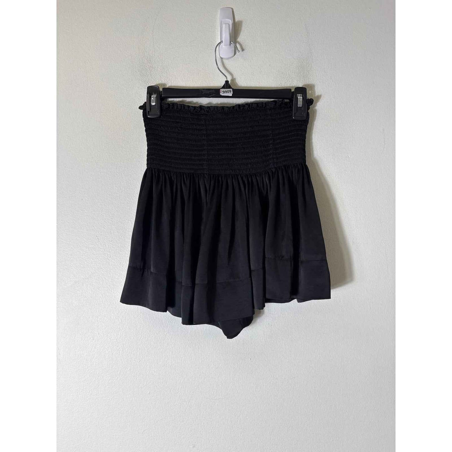 Koch Black Satin High Waist Flowy Shorts Sz S