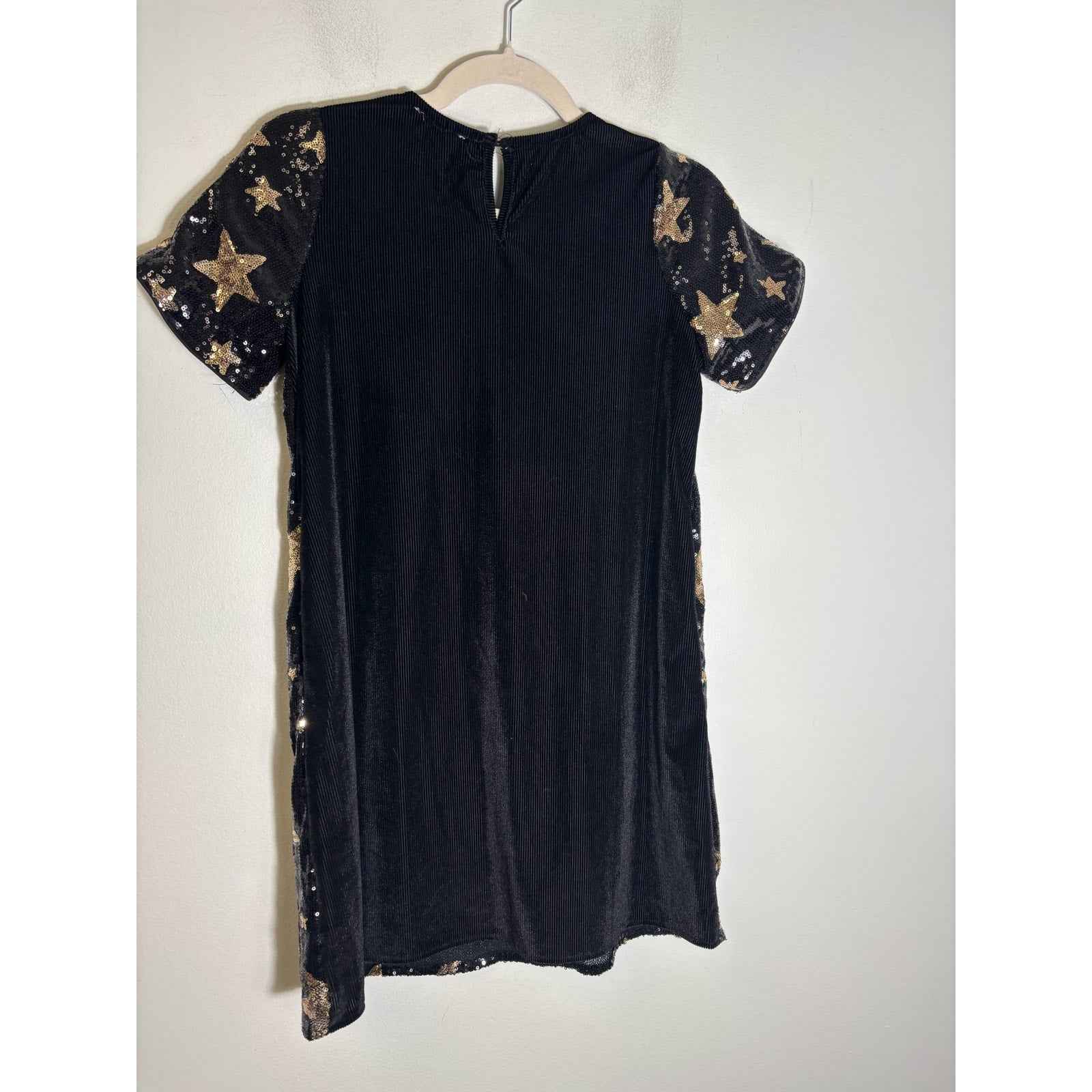 Girl's Hayden Black Sequin and Gold Star Party Dress Sz L