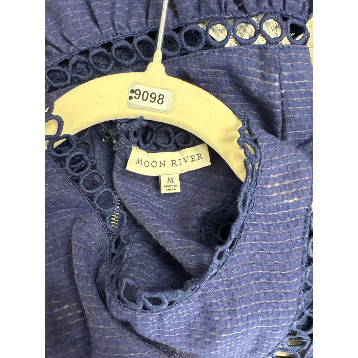 Moon Rier Deep Blue Flutter Sleeve Top Sz M