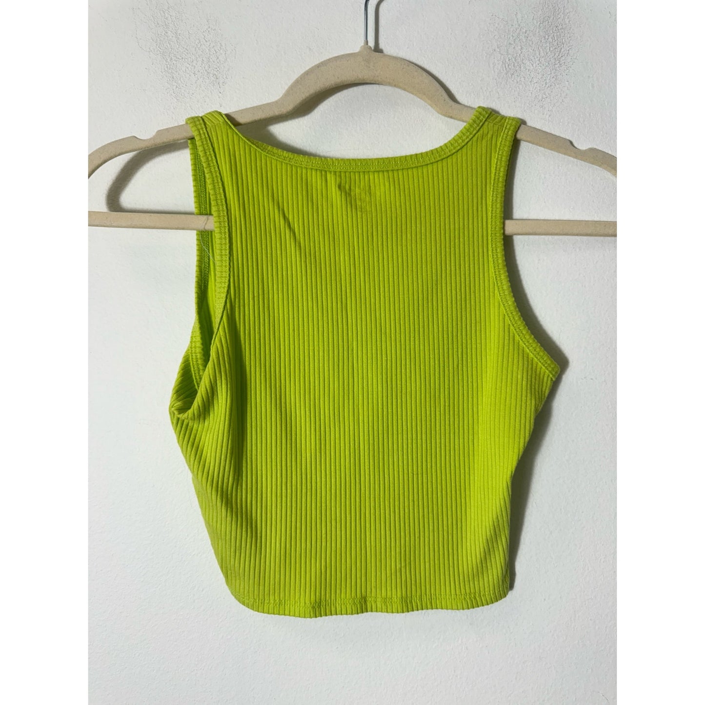 Year of Ours Lime Green Ribbed Cropped Tank Top Sz XS