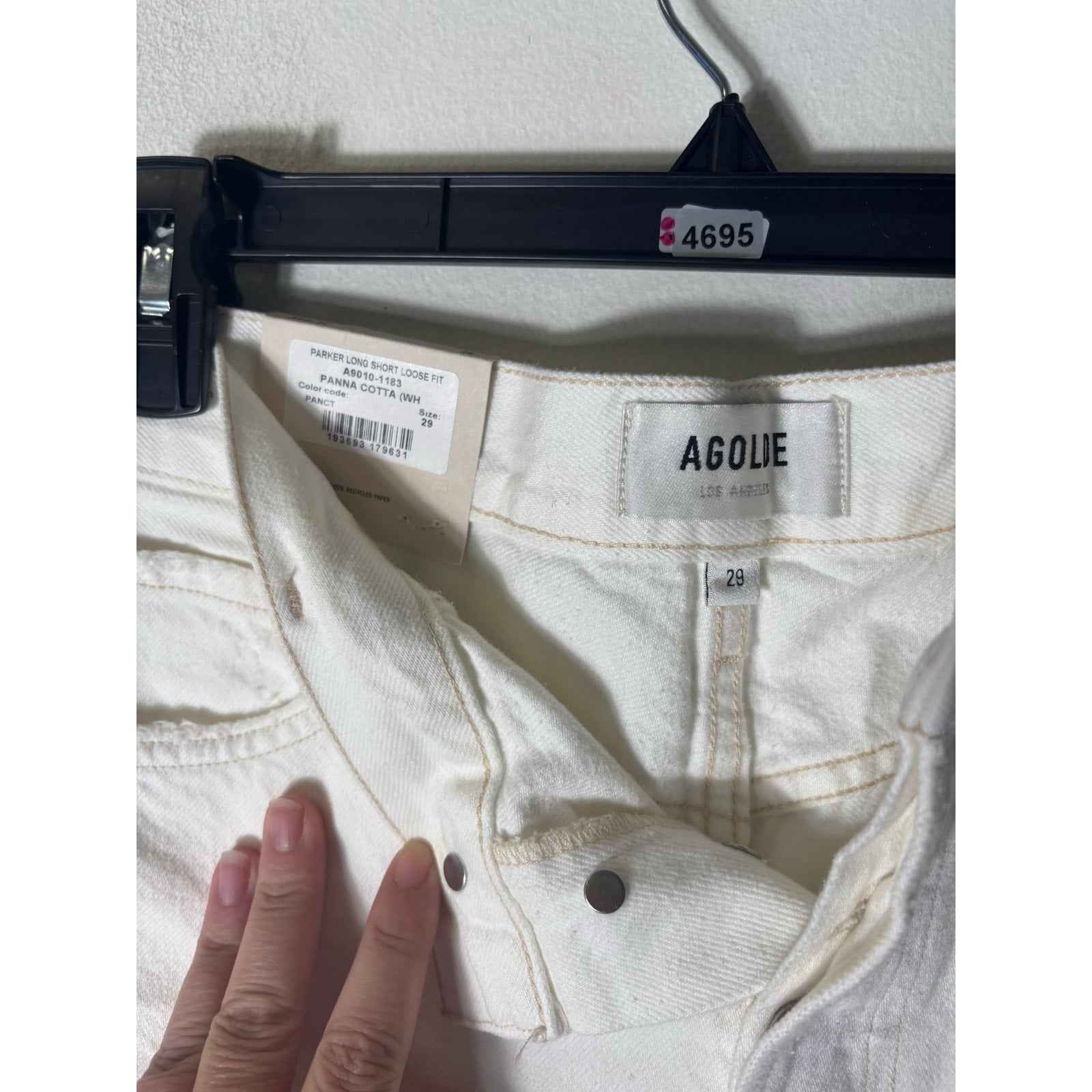 NWT Agolde White "parker Long Short Loose Fit" Cut Off Shorts Sz 29