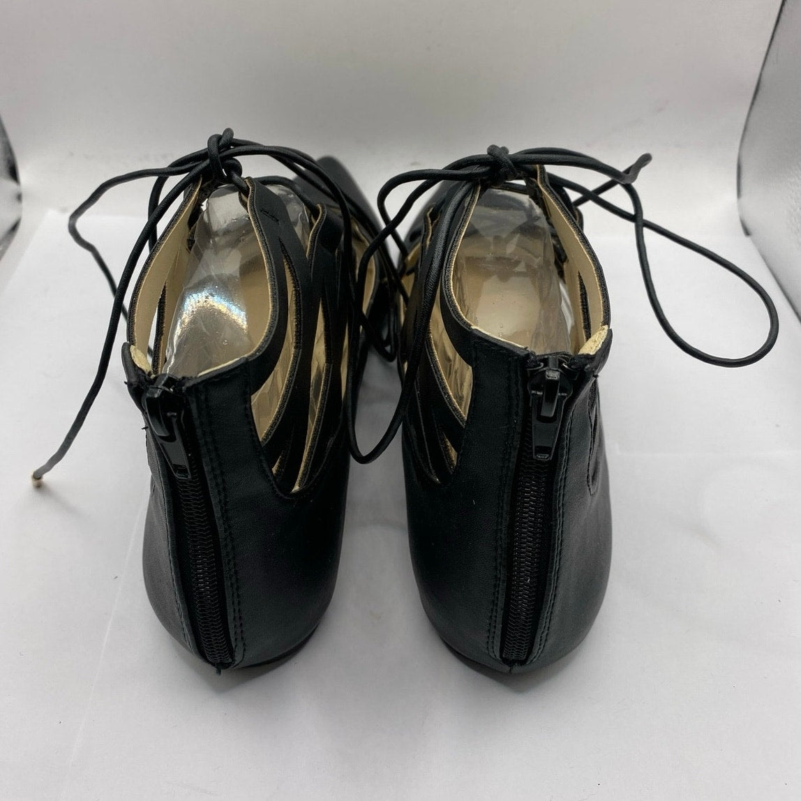 NIB Bamboo Black Lace Up Flats Sz 9