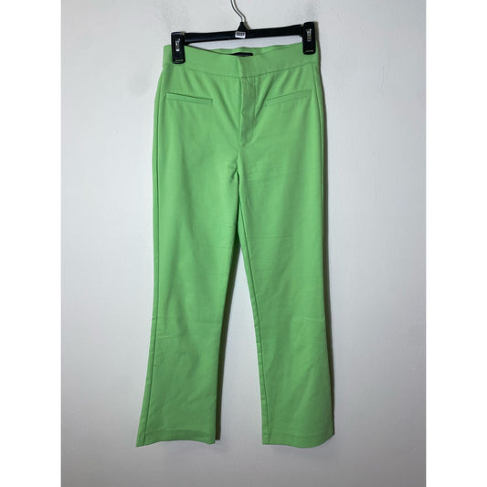 Zara Lime Green Straight Leg Cropped Pants Sz XS