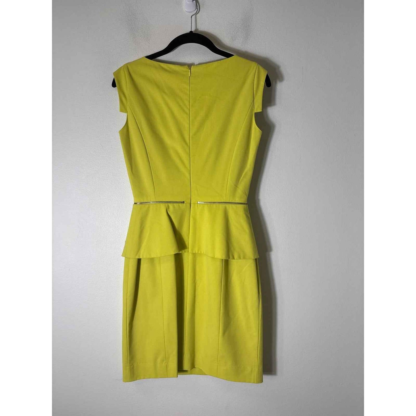 Antonio Melani Yellow Sleeveless Peplum Midi Sheath Dress Sz 0