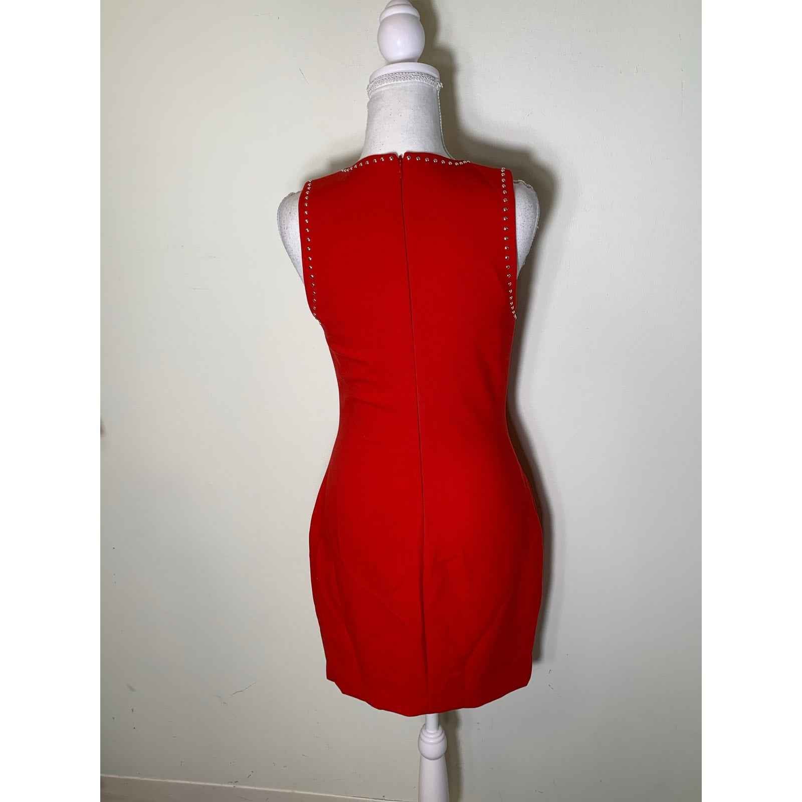 Likely Red Studded Bodycon Mini Dress Sz 4