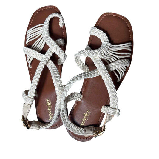 NWOB Seychelles Off White Woven Flat sandals Sz 8