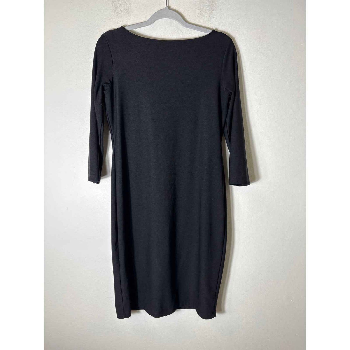Spanx Black Long Sleeve Wide Neck Midi Shift Dress sz M