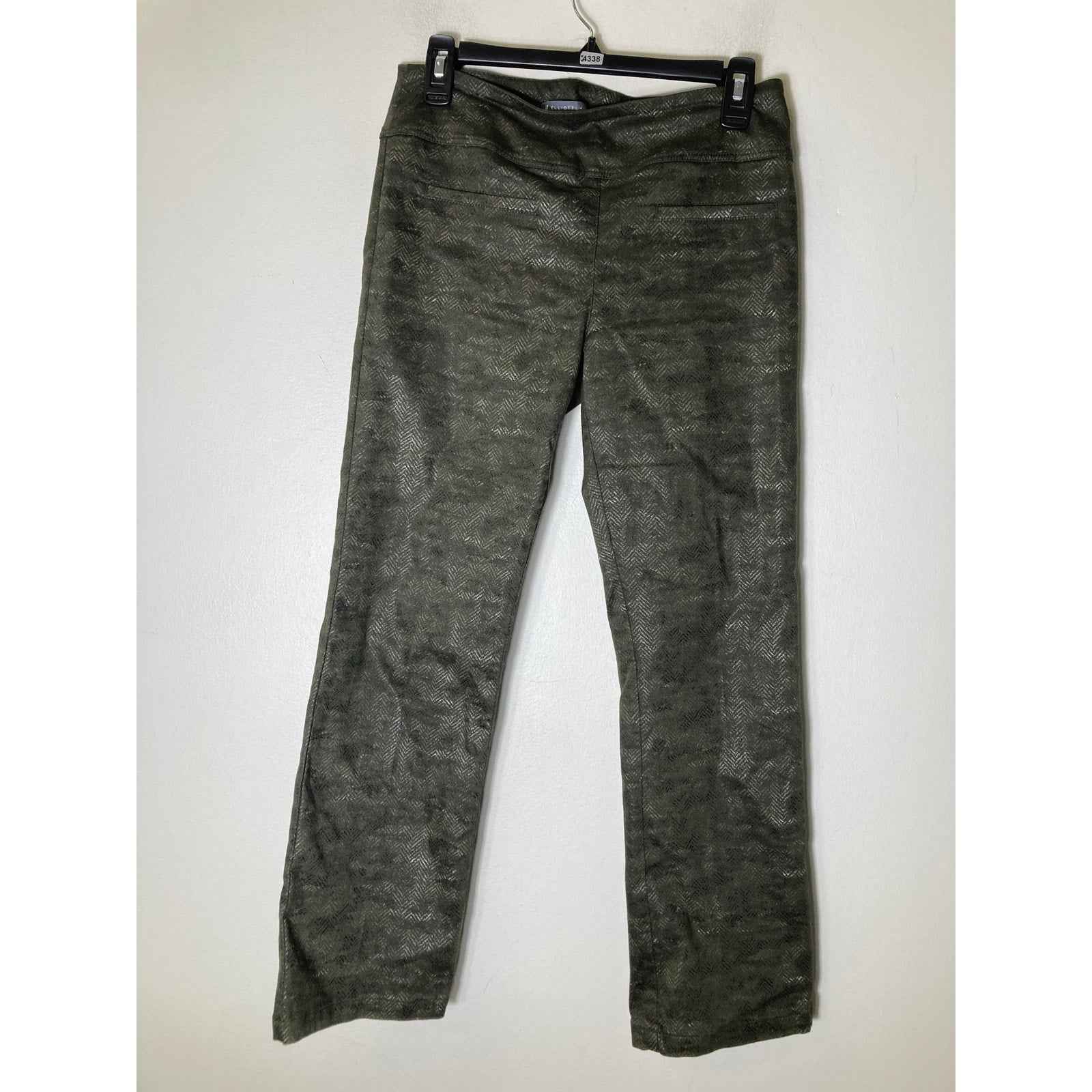 Elliot Lauren Dark Green Pull On Straight Leg Pants. Fabric has Stretch Sz 4