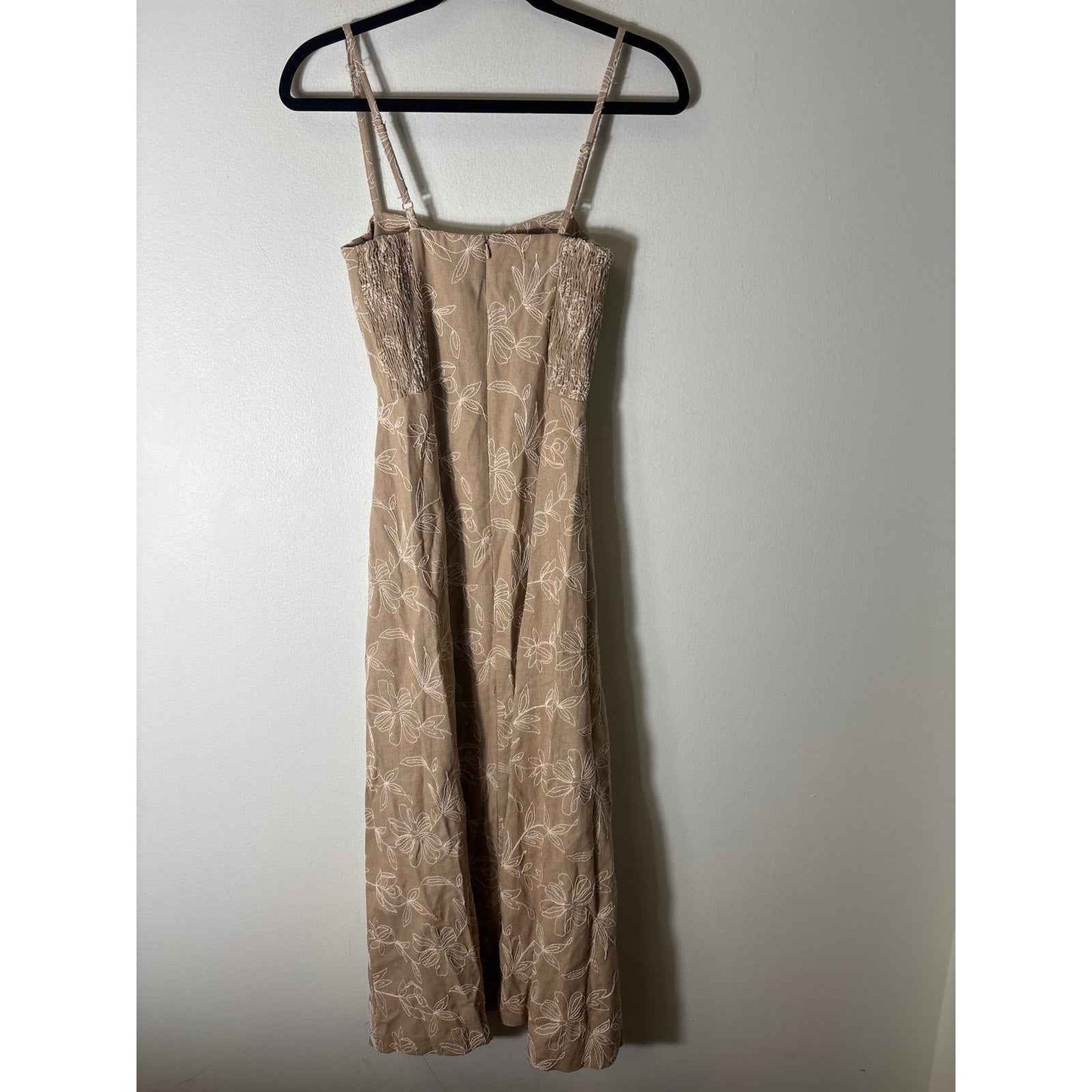 Zara Linen Embroidered Corset Dress Sz XS
