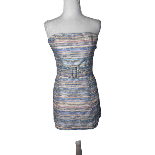 Amanda Upchard Multi Color Cocktail Belted Dress sz xs