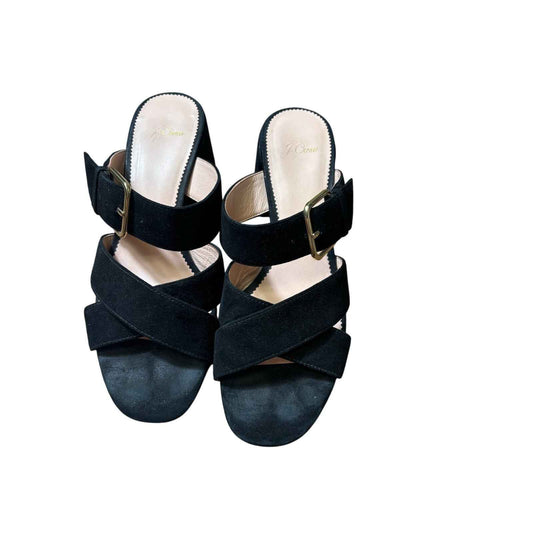 J.Crew Back Suede Criss Cross Gold Buckle Sandals Sz 9.5