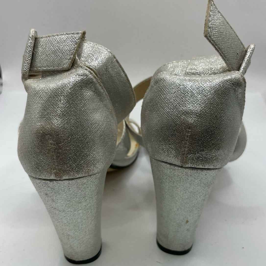 Benjamin Walk Touch Ups Silver Strappy High Heeled ShoesSz 6 1\2 M