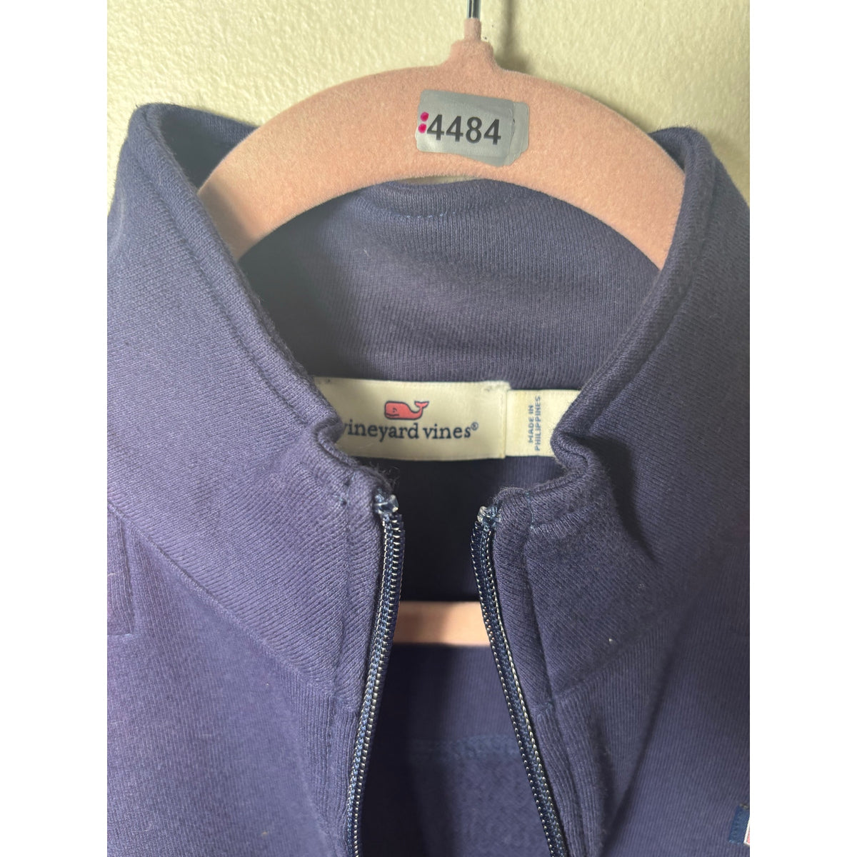 Vineyard Vines Navy and Pink 1/4 Zip Pullover Sz L