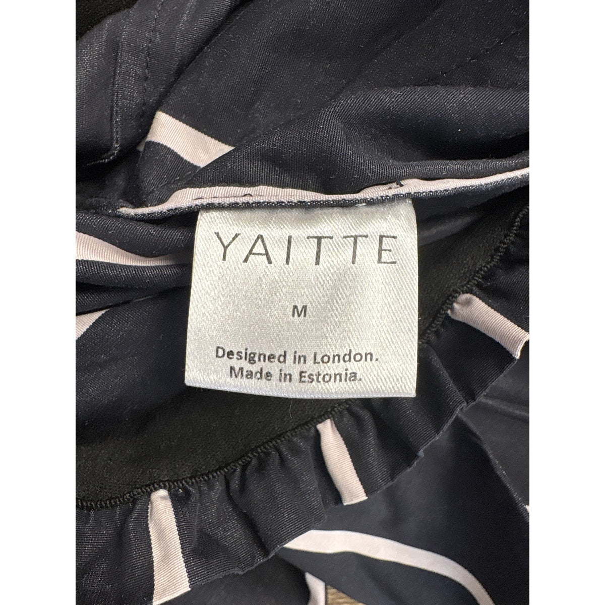Yaitte Bespoke Black and Cream Stripe Elastic Waist Pant Sz M