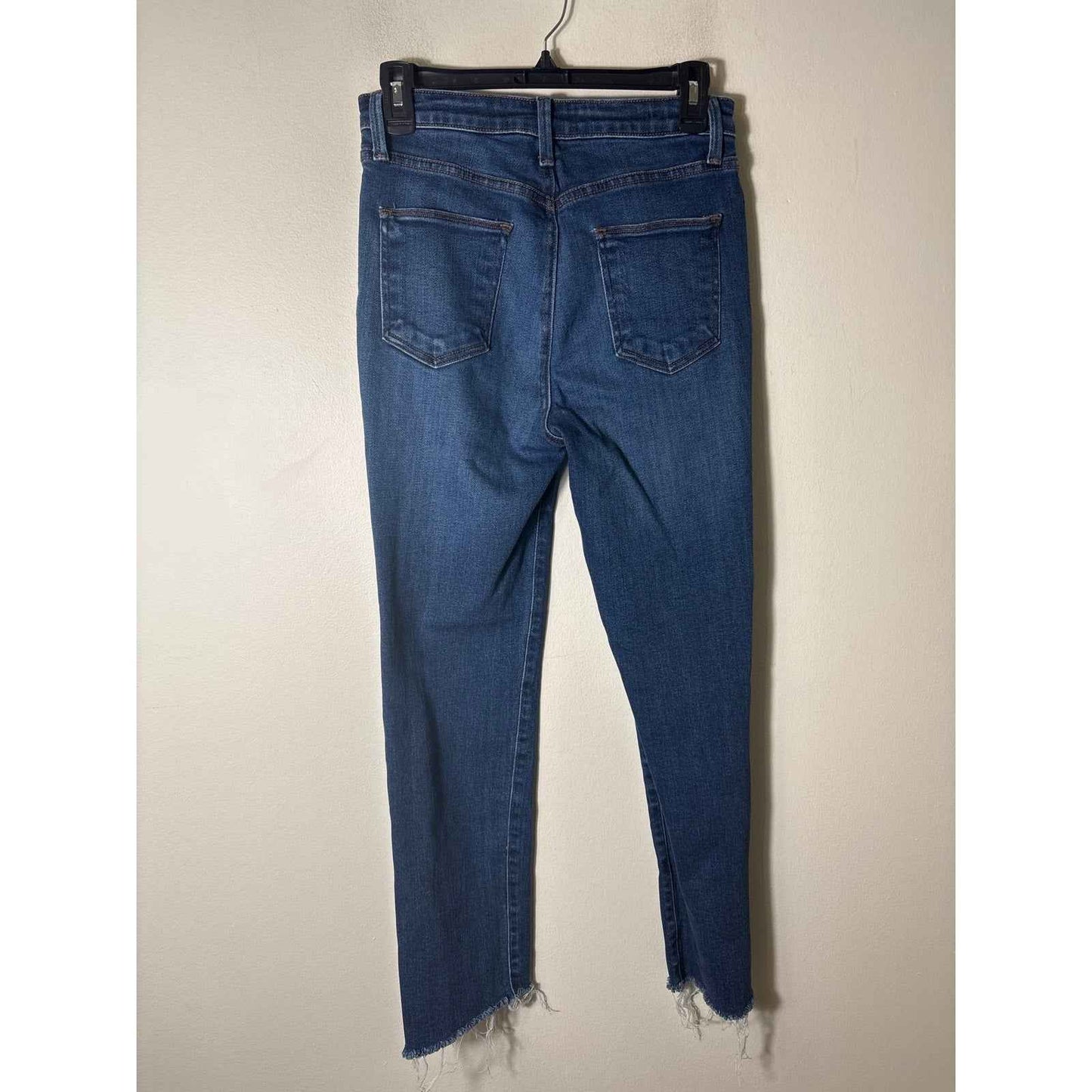Just Black Denim Dark Wash Frayed Hem Jeans Sz 28