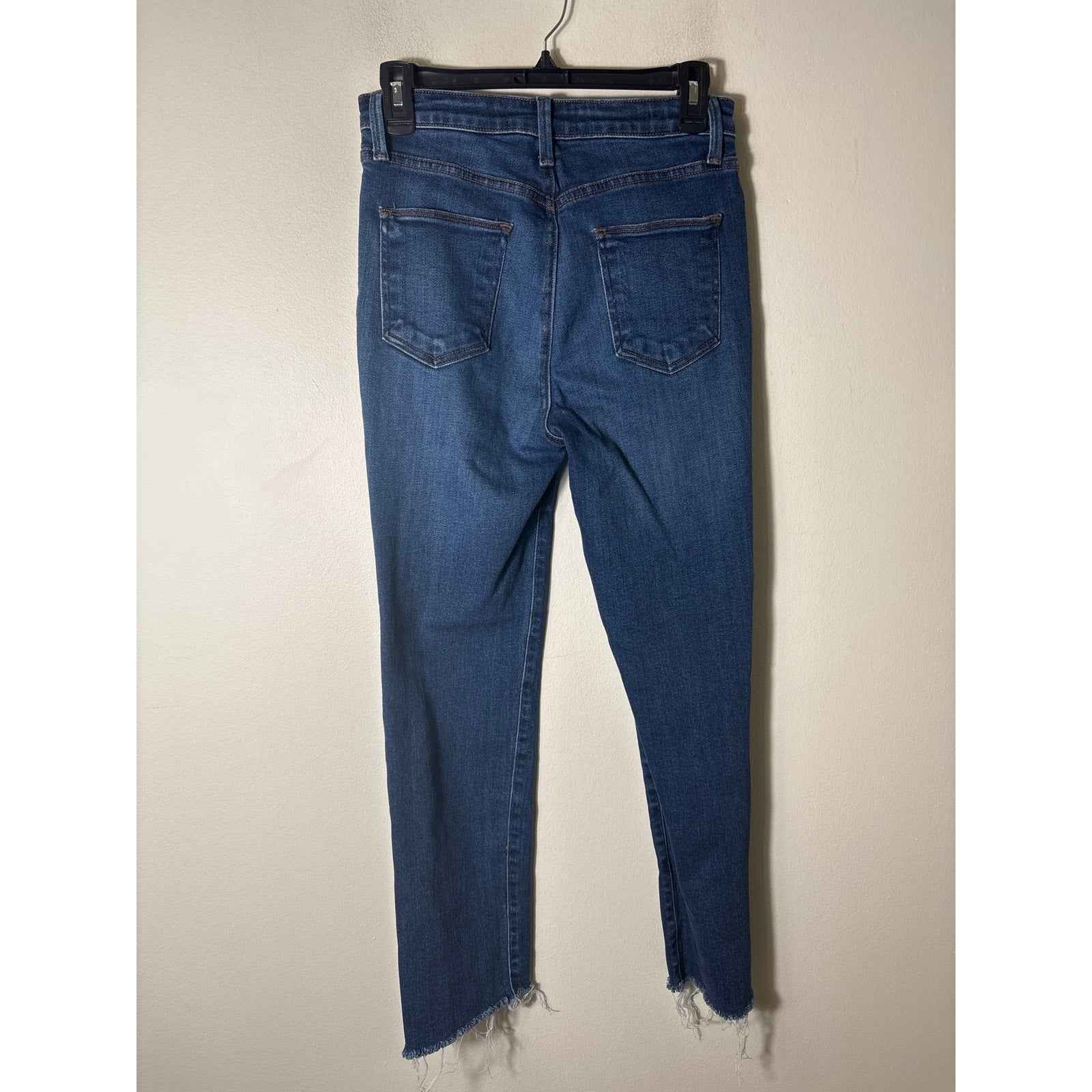Just Black Denim Dark Wash Frayed Hem Jeans Sz 28