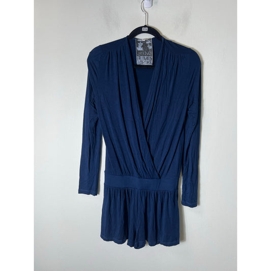 Young Fabulous and Broke Navy Blue Long Sleeve Shorts Jumpsuit Sz S