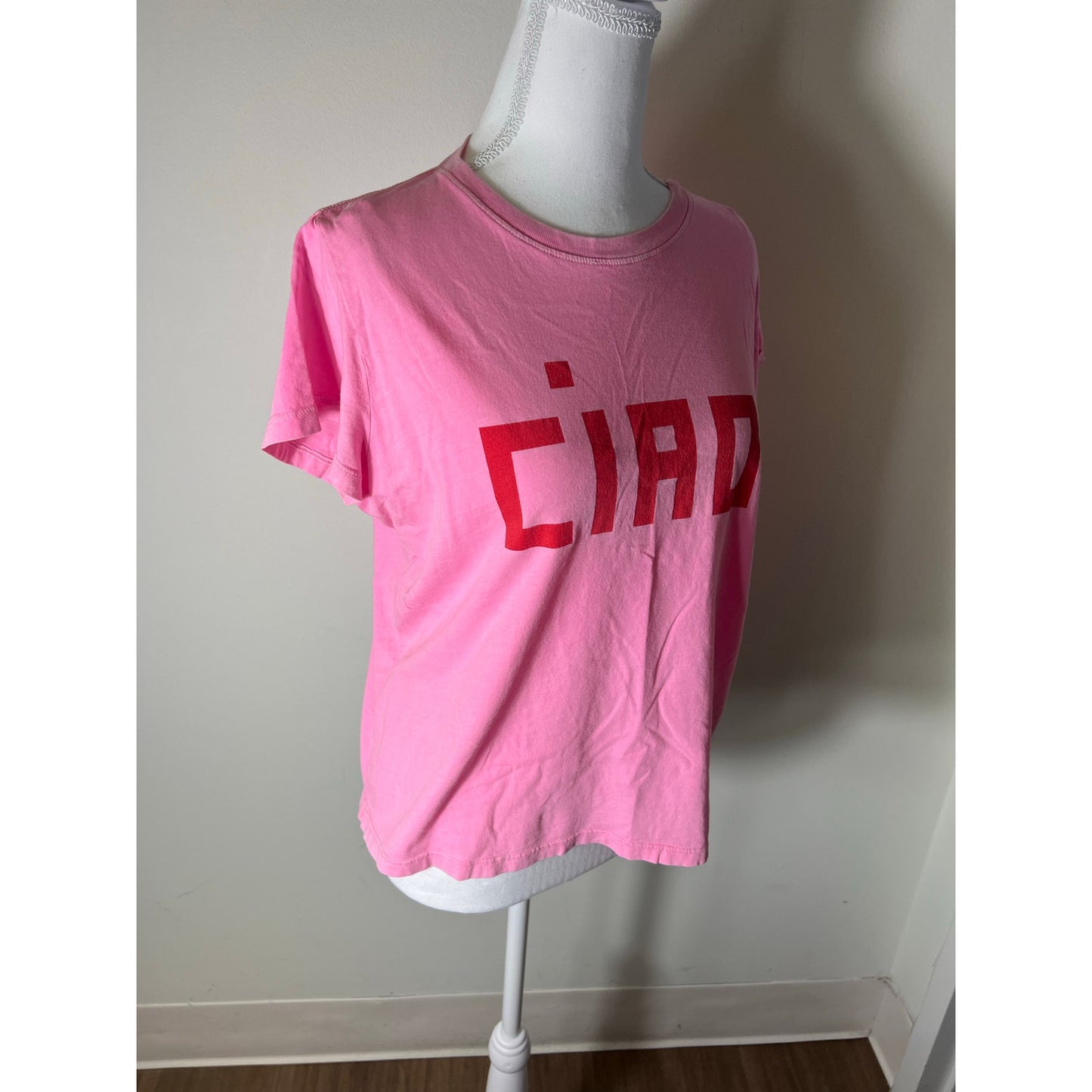 Clare V. Pink Ciao Short Sleeve Tee Shirt Sz M