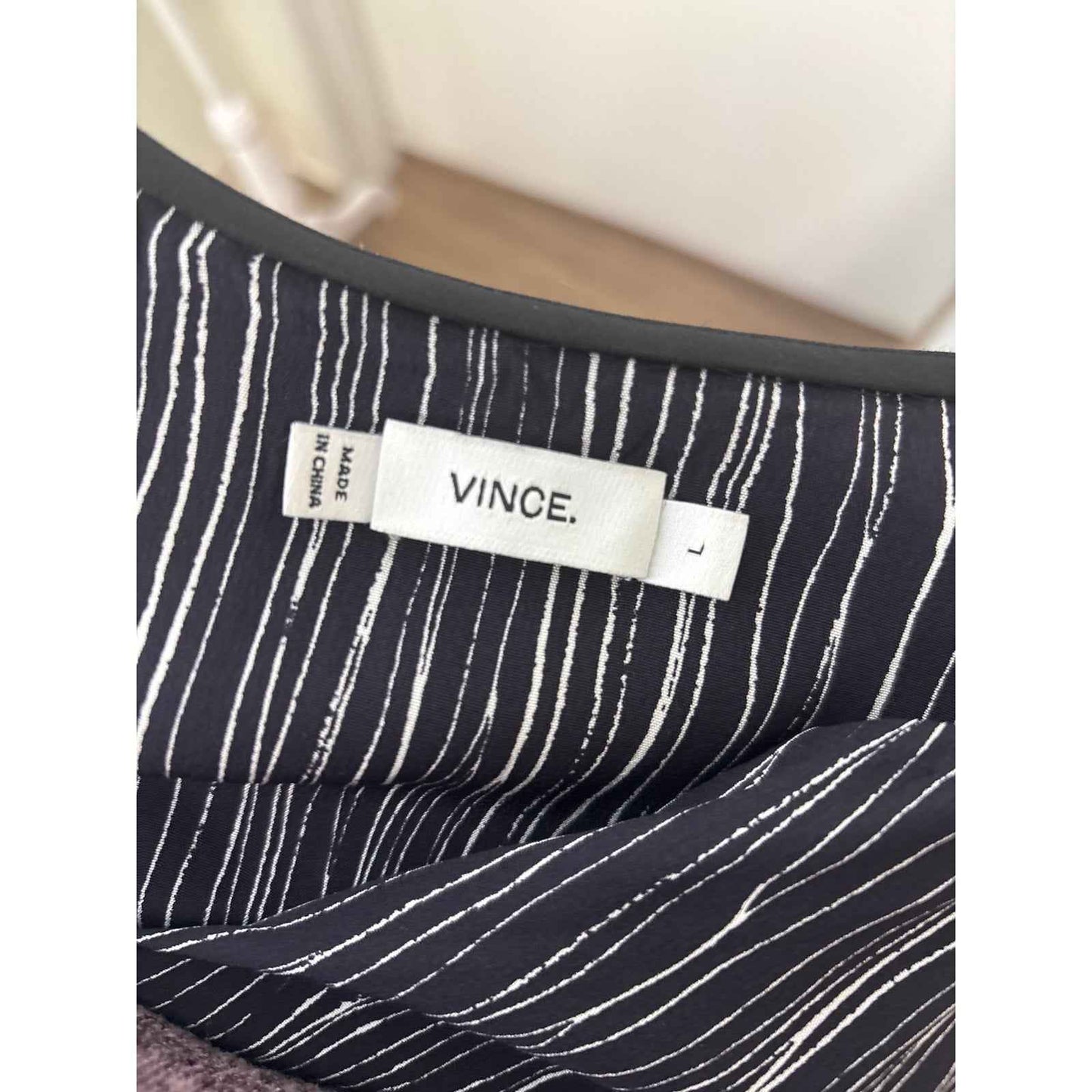 Vince Black and White Lines Shift Dress Sz L