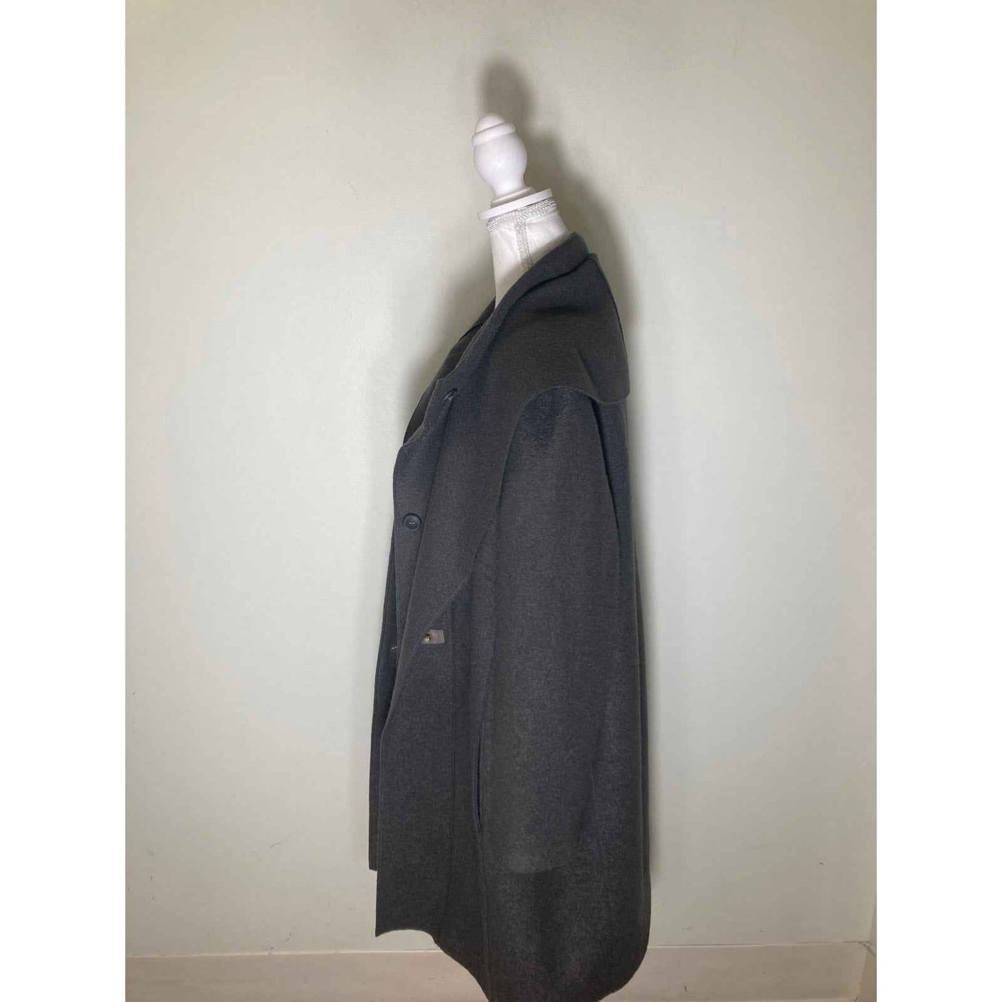 ROSSO35 Gray Long Sleeve Wool Button Up Midi Length Coat Sz 46