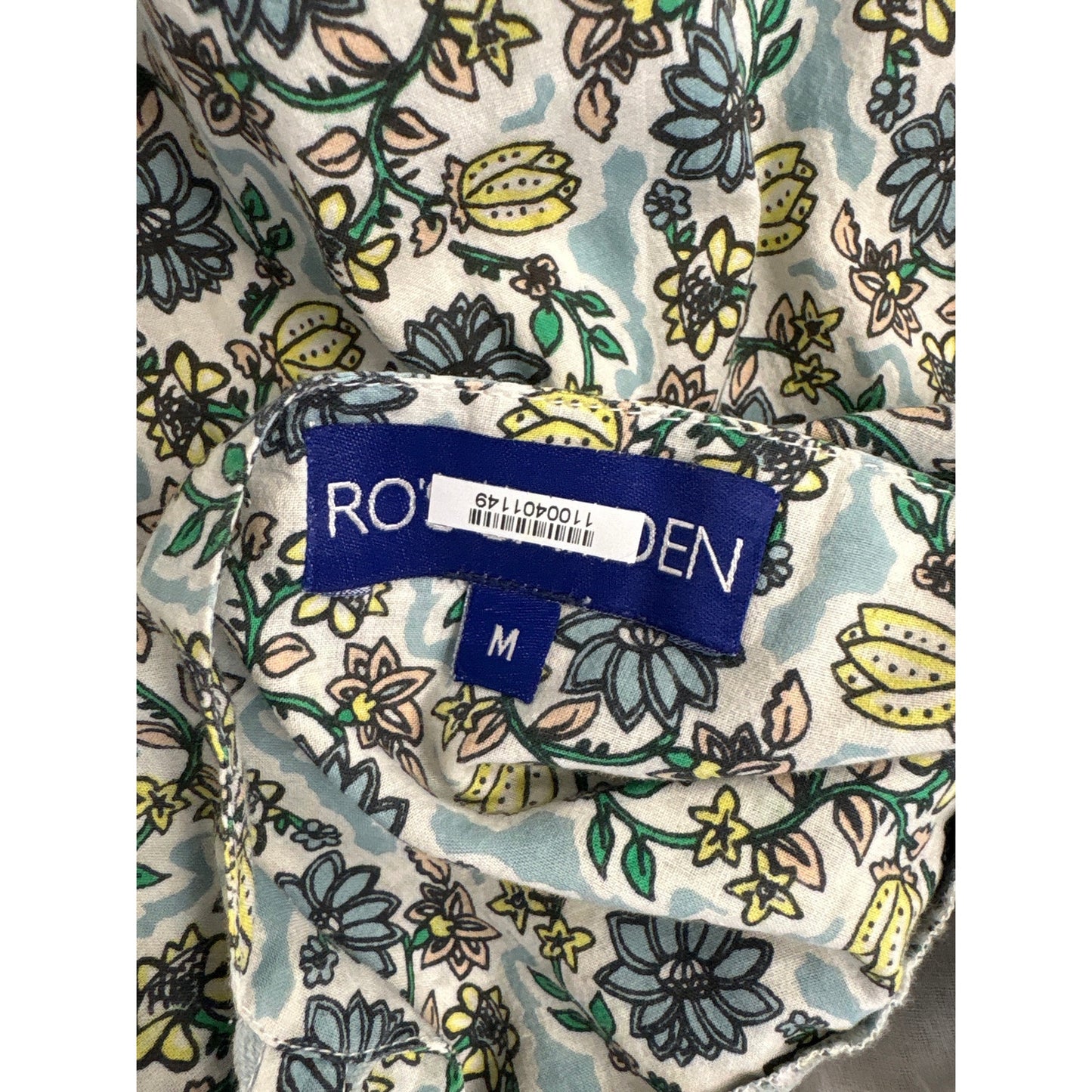 Ro's Garden Lattice Floral Blue & Yellow Dress Sz M