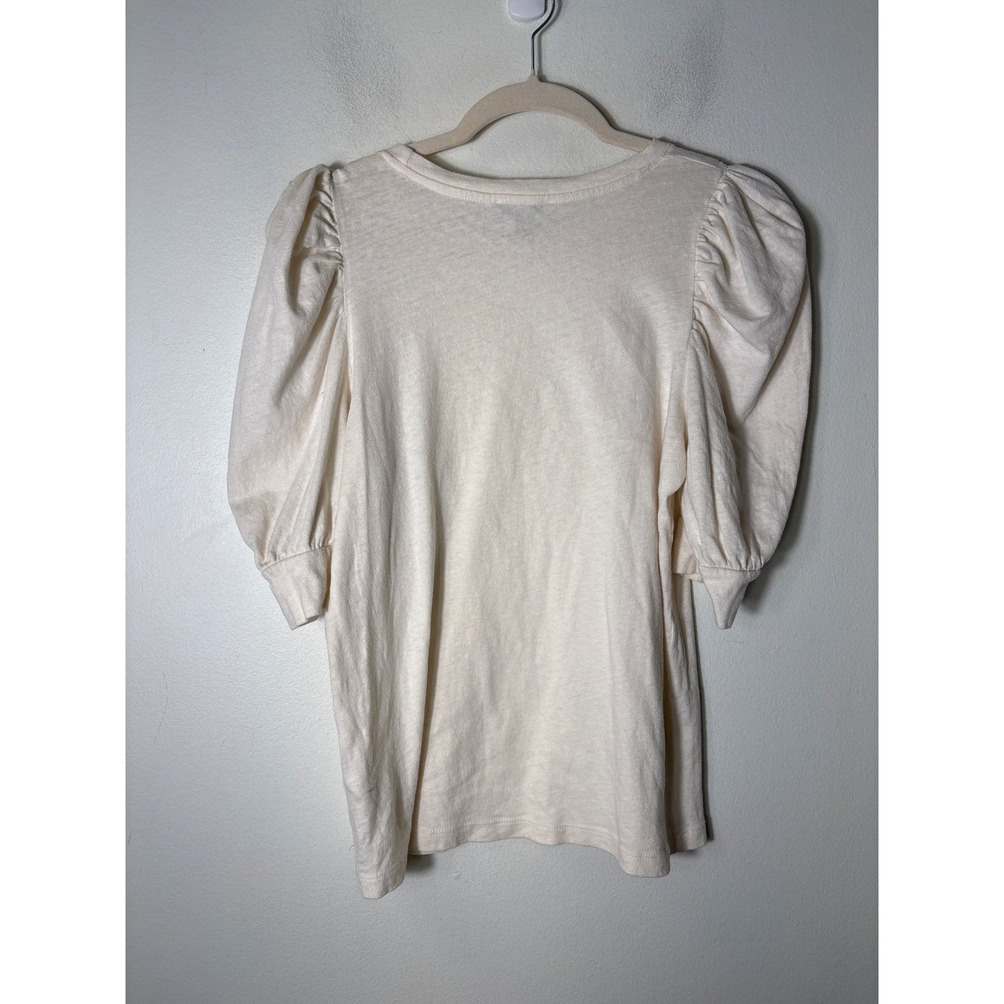 Joie Off white Half Puff Sleeve Cotton Tee Shirt Sz S