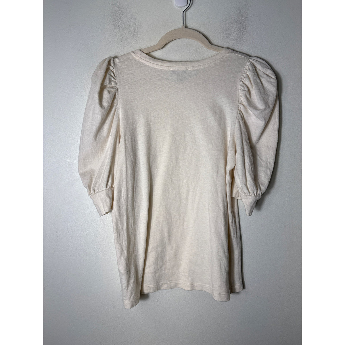 Joie Off white Half Puff Sleeve Cotton Tee Shirt Sz S