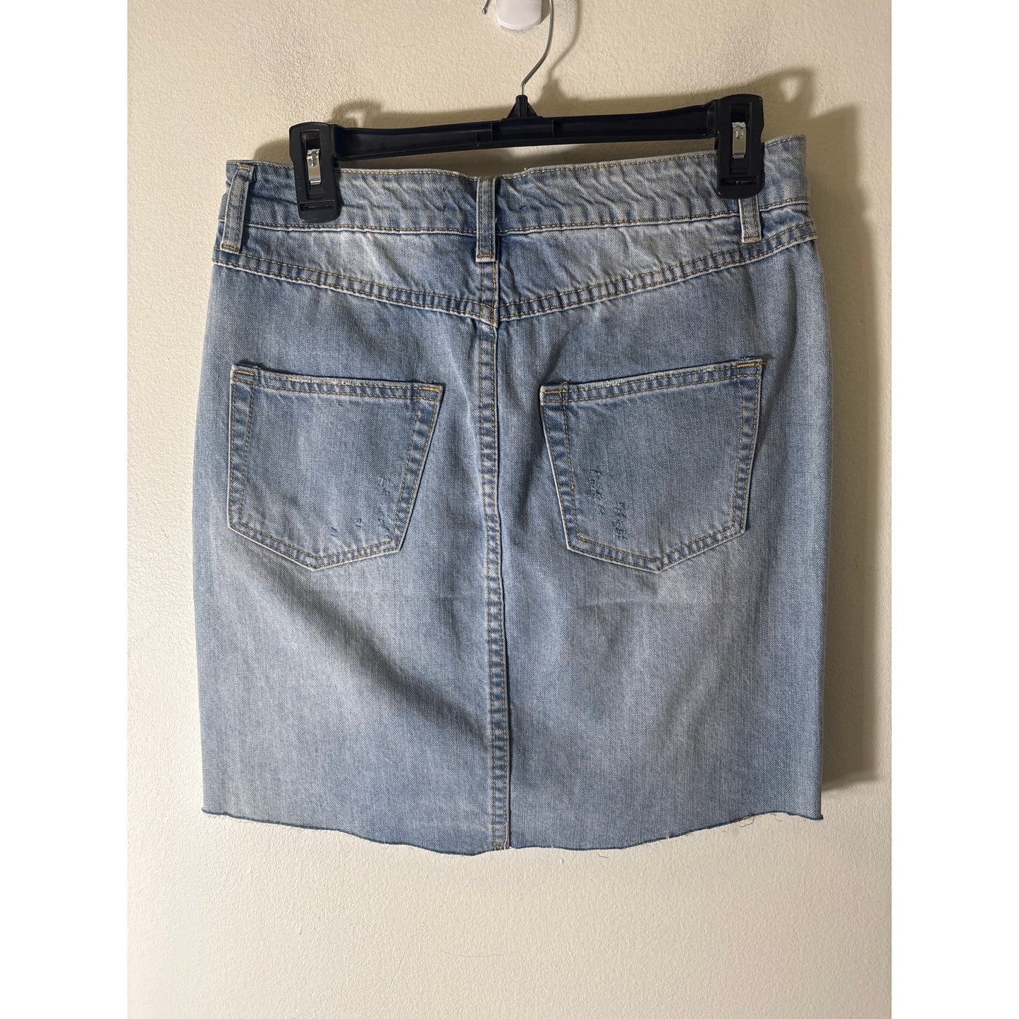 Lea & Viola Light Blue Denim Embroidered Mini Skirt Sz 2