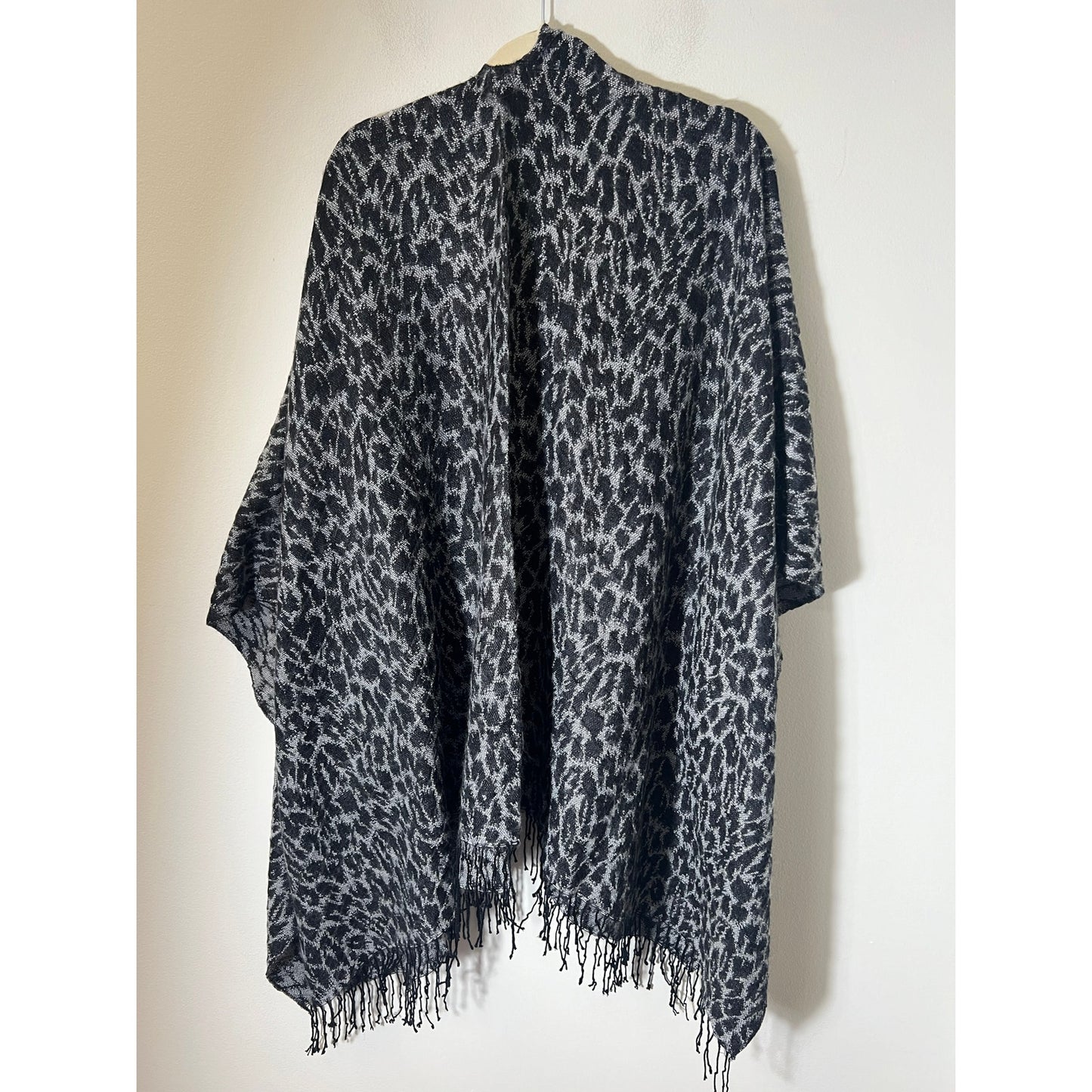 29 Palms Poncho/Wrap. Black Leopard Print. one Size