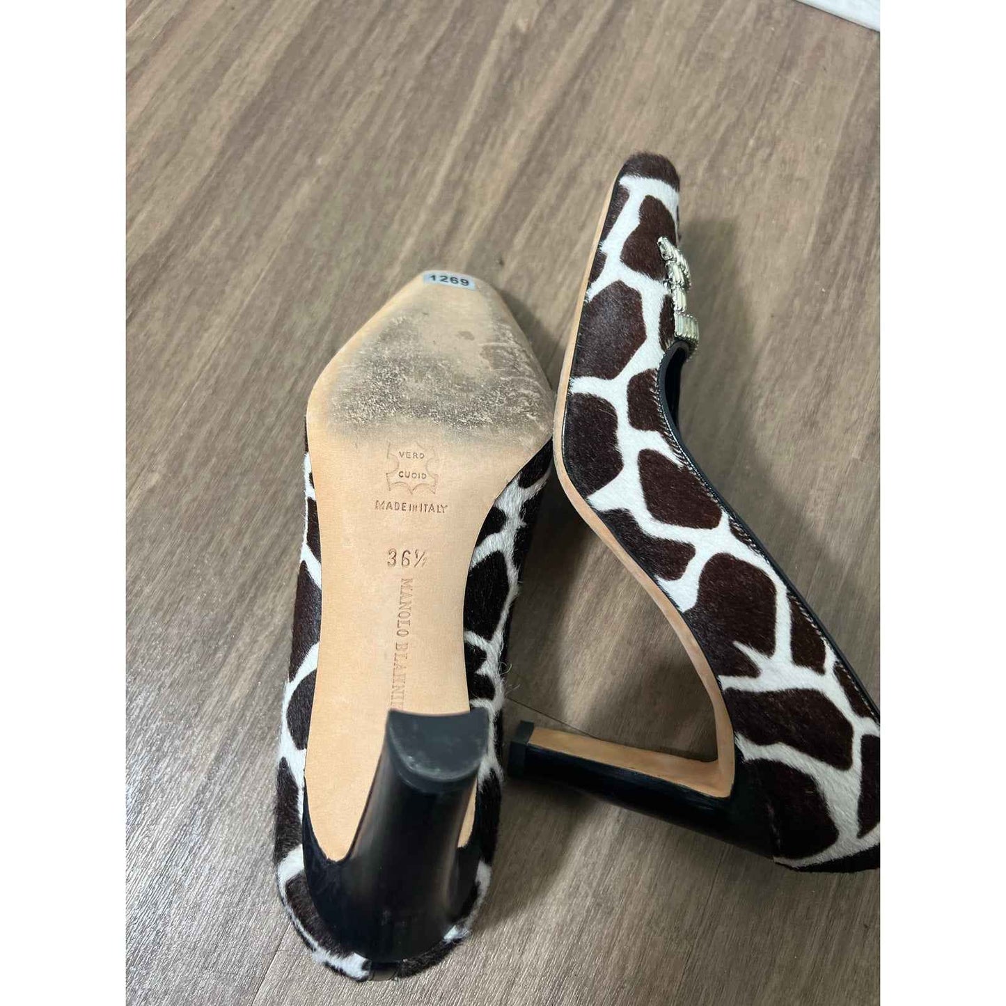 Manolo Blahnik Ponyhair Animal Print Heels Sz 36.5