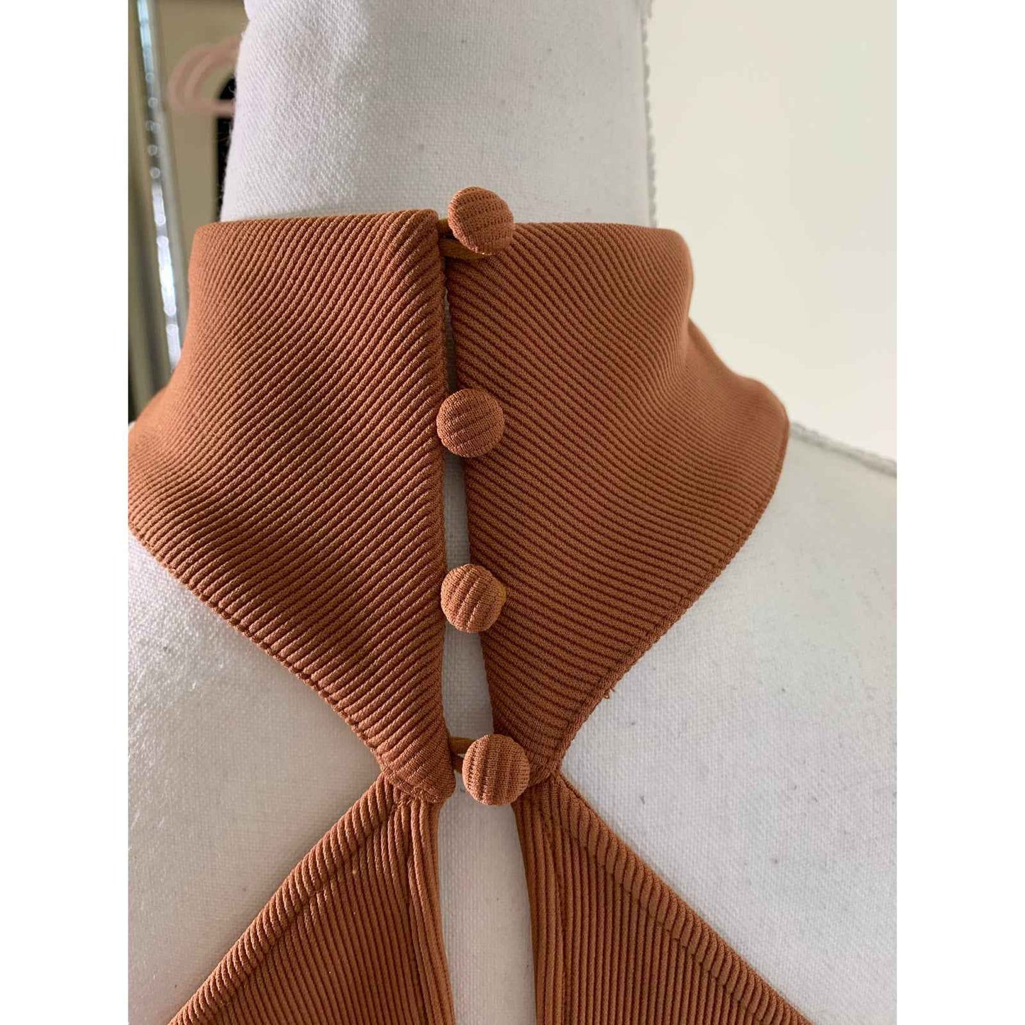 LPA Rusty Brown Sleeveless Bodycon Ribbed Midi Dress Sz S