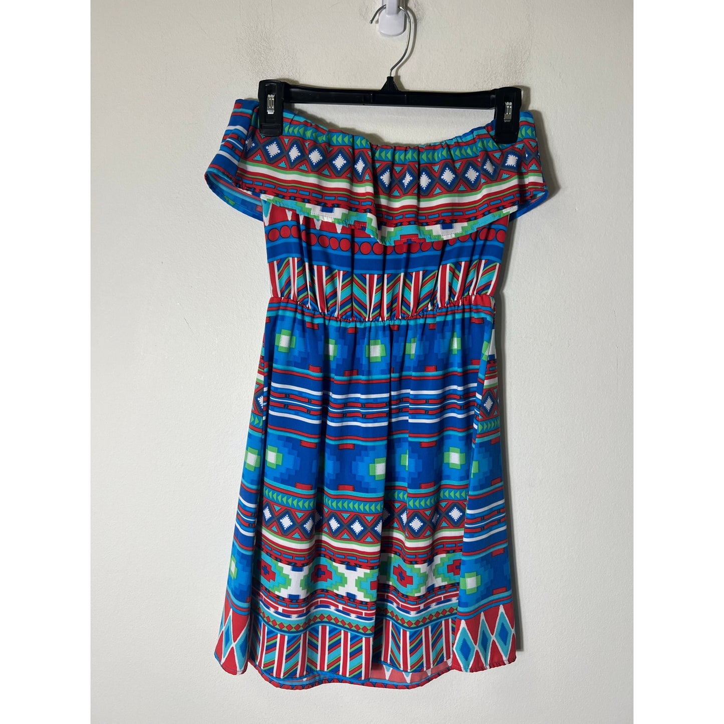 Pixi + Ivy Blue and Orange Strapless Mini Dress Sz xs