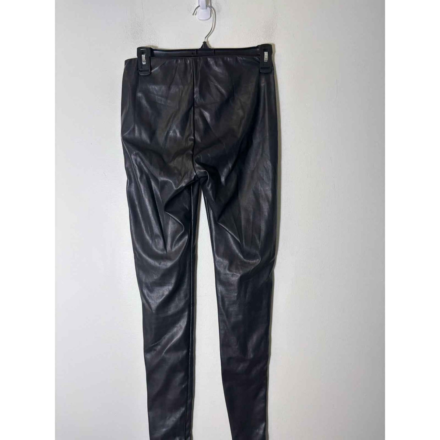 White House Black Market Black "Runway" Faux Leather Pull On Leggings Sz 0