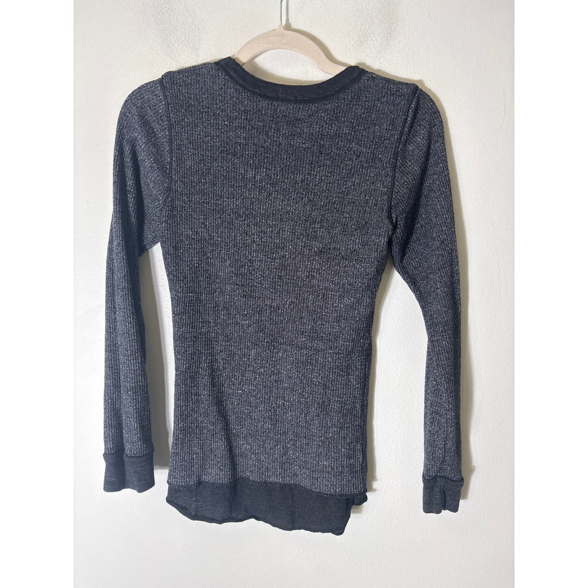 Monrow Black Heathered Long Sleeve Layered Top Sz S