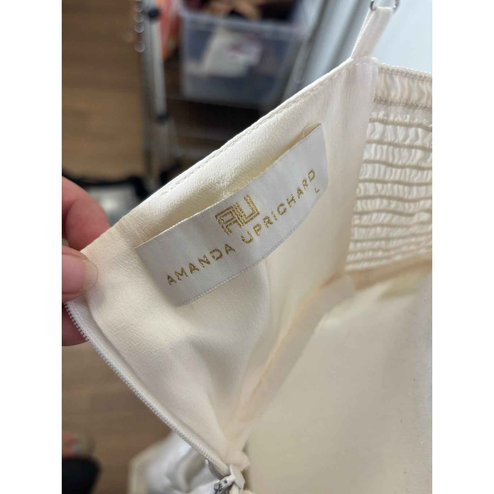 Amanda Uprichard Ivory Silk Spaghetti Strap Maxi Dress Sz L