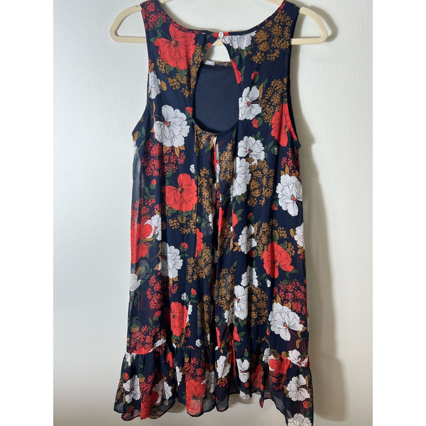 NWT Entro Navy Sleeveless Knee Length Shift Dress Sz L